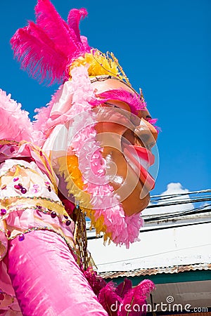 Carnival puppet in pink profile Editorial Stock Photo